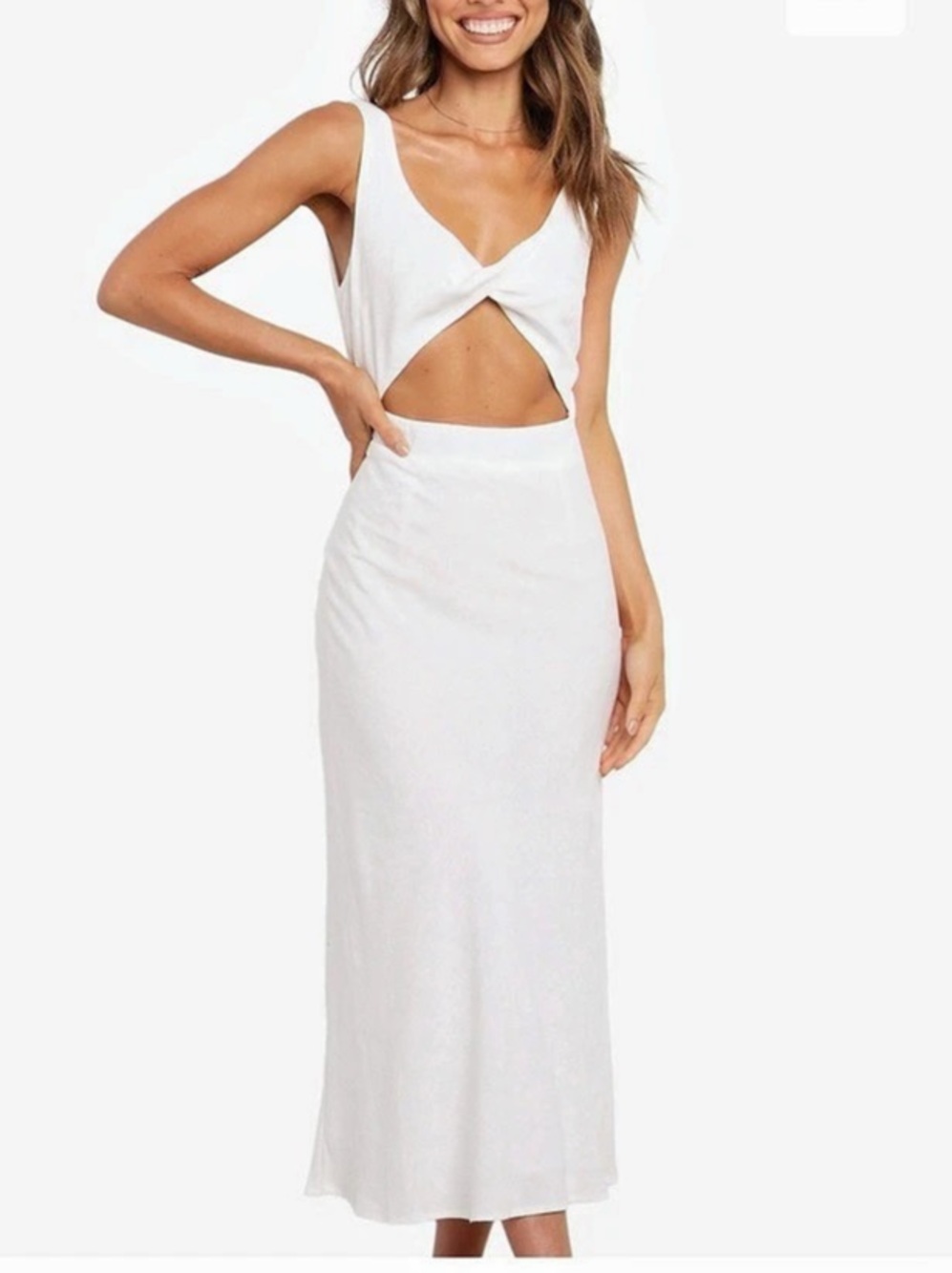 Apollo Cutout Detail Midi Dress White Cutout Midi Dress NWT